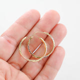 14K Tri-Tone Gold Matte Greek Key Hoop Earrings