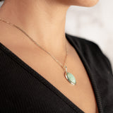 14K Solid Yellow Gold Green Jade Pendant