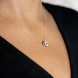 14K Yellow Gold Round Cut Cubic Zirconia Rolo Chain Necklace