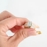 14k Yellow Gold Diamond Cluster Invisible Setting Princess Cut And Round Sides Channel Setting Fashion Ring