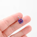 14k White Gold Solitaire Cushion Cut Amethyst Pendant