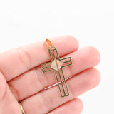 18k Tri-colored Gold Openwork Cross Pendant