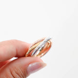 10K Tri-Color Gold Trinity Bands Interlocted Diamond-Cut Ring