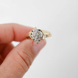 10K Yellow Gold Diamond Cluster Vintage Cocktail Ring