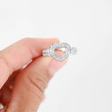 14K White Gold Diamond Cluster Heart Ring