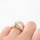 14K Yellow Gold Diamond Contemporary Vintage Round And Baguette-Cut Ring 2.13Ctw