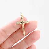 14K Yellow Gold Jesus Crucifix Cross Pendant 1.8g