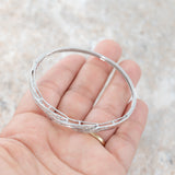 14K White Solid Gold Diamond Bangle Bracelet