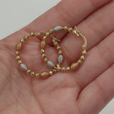 Ladies 14k Two-tone Gold Beaded Hoop Earrings