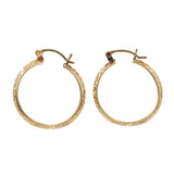 Ladies 14k Yellow Gold Diamond Cut Hoop Earrings