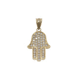 14k Yellow Gold Hamsa with Cubic Zirconia Pendant