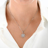 18K White Gold Diamond Cluster Ring And Necklace Set