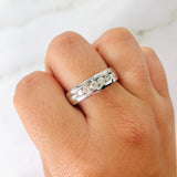 Banda de boda de diamantes para hombre - Anillo de aniversario de oro blanco sólido - Anillo de matrimonio apilable unisex