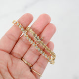 Pulsera de eslabones en forma de S de tenis con diamantes en oro amarillo de 14 k, 2,25 quilates