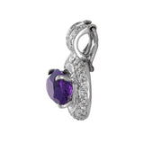 14K White Gold Diamond And Amethyst Pendant, Ring And Earrings Jewelry Set