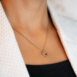 10k solid gold heart shaped pendant with Diamonds and Rubies