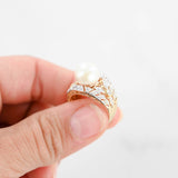 14K Yellow Gold Diamond And Pearl Cocktail Ring