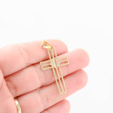 18k Tri-colored Gold Openwork Cross Pendant