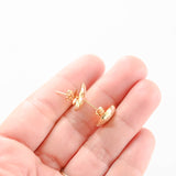 14k Yellow Gold Heart Shaped Stud Earrings