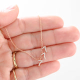 14k Rose Gold Diamond Lucky 777 Charm And Rolo Link Dainty Chain Necklace