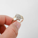 10K Yellow Gold Diamond Cluster Vintage Cocktail Ring