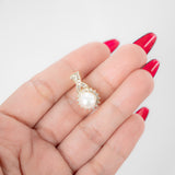 14k Yellow Gold Pearl And Diamond Ring And Pendant Set