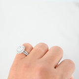 14K White Gold Lab Grown Center Diamond And Natural Diamonds Accents Engagement Ring And Wedding Band Ring Set