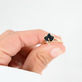 14K Yellow Gold Blue Sapphire And Diamonds Ring And Earrings Jewelry Set