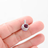 14k White Gold Solitaire Cushion Cut Amethyst Pendant