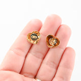 14k Yellow Gold Heart Shaped Stud Earrings