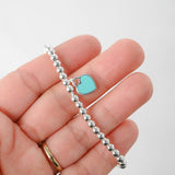 Tiffany & Co Silver Heart Tag Bead Bracelet