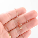 14k Rose Gold Diamond Lucky 777 Charm And Rolo Link Dainty Chain Necklace