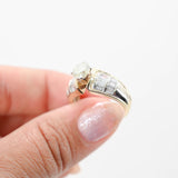 14K Yellow Gold Diamond Contemporary Vintage Round And Baguette-Cut Ring 2.13Ctw