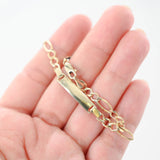 14K Yellow Gold Figaro ID Bracelet Perfect for Small Wrists or Kids