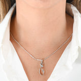 10k White Gold Diamond Twisting Knot Pendant and Drop Earring Jewelry Set