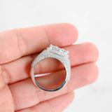 10K White Gold Diamond Cluster Signet Ring For Men 3.35Ctw