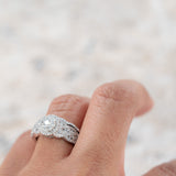 14k White Gold Wedding Set Diamond Engagement Ring with Matching Diamond Wedding Band