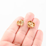 14k Yellow Gold Heart Shaped Stud Earrings