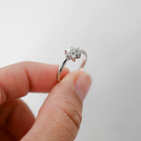 14K White Gold Diamond Floral Cluster Engagement Ring