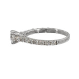 10K White Gold Diamond Engagement and Wedding Half Eternity Band Ring Set