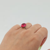 Ladies 14k White Gold Red Oval Stone Cocktail Ring