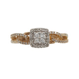 Anillo de oro amarillo de 10 quilates con diamantes para mujer