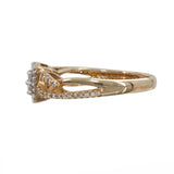 Anillo de oro amarillo de 10 quilates con diamantes para mujer