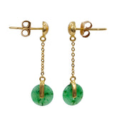 Aretes colgantes de jade sintético en oro amarillo de 14 quilates