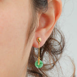 14K Yellow Gold Synthetic Jade Drop Earrings