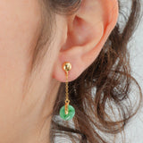 14K Yellow Gold Synthetic Jade Drop Earrings