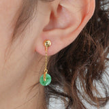 14K Yellow Gold Synthetic Jade Drop Earrings