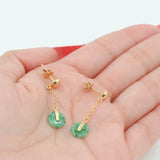 14K Yellow Gold Synthetic Jade Drop Earrings