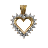 Colgante de corazón de diamantes en oro amarillo de 14 k