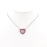 14k White Gold Heart Charm Diamond And Topaz Necklace